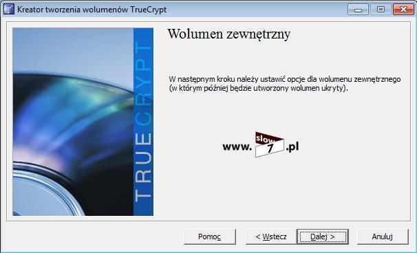 Rysunek 49 TrueCrypt wolumen zewnętrzny Ustalamy algorytm szyfrowania dla wolumenu