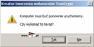 ponownym uruchomieniu komputera, by kontynuować wpisujemy wcześnie wybrane hasło.