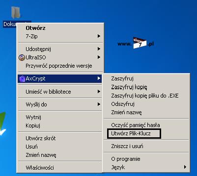 pliku klucza. Taki plik możemy wygenerować korzystając z opcji Utwórz Plik Klucz.