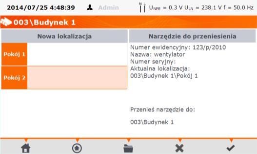 5.4 Przesuwanie urządzenia do innego obiektu Zaznaczyć urządzenie do przesunięcia i kliknąć przycisk. Kliknąć przycisk (Otwórz).