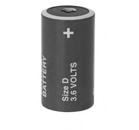 Wewnętrzna lub zewnętrzna bateria WATERFLUX 3070 zasilany jest 1 lub 2 bateriami litowymi o pojedynczej celi albo baterią zewnętrzną.