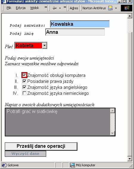 6. Zewnętrzne arkusze stylów dla formularzy i list Rys.29.