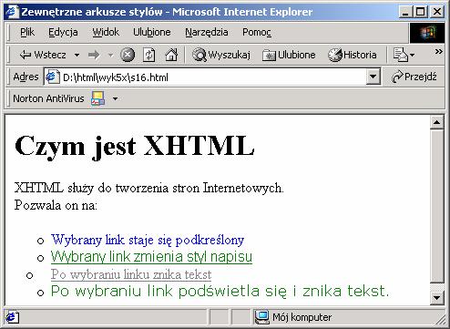 7. Połączenia pseudoklasy dla znacznika <a> Rys.32.