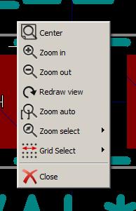 CvPcb 15 / 23 Kółko myszy Ctrl + Kółko myszy Shift + Kółko myszy Kliknięcie prawym przyciskiem Przybliżanie lub oddalanie widoku wokół bieżącej pozycji kursora Przesuwanie widoku w prawo lub w lewo