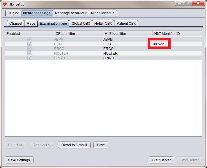 W zakładce Identifier settings wybierz zakładkę Examination type i wpisz