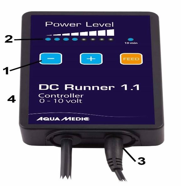 Rys. 4: DC Runner Controller 1. Przycisk 2. Dody LED 3. Zasilanie 4. Gniazdo 0-10 V Art.-Nr. Pict.-Nr. Article 100.300 Pict. 4 DC Runner Controller 5.