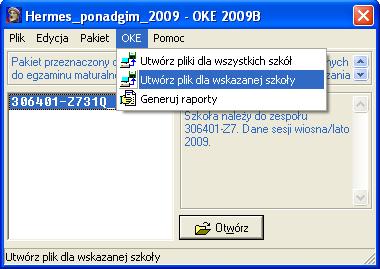 Generowanie pliku *.gpg Dla każdej zgłaszanej szkoły należy wygenerować plik, który zostanie potem wysłany do OKE.