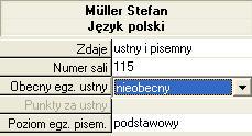 ustny wybrać nieobecny (wówczas pole Punkty za ustny staje się nieaktywne) Nie należy wpisywać 0 punktów uczniom nieobecnym.