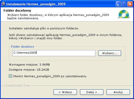 Instalacja programu W celu prawidłowej instalacji programu Hermes 2009 należy wykonać następujące czynności: 1. Odinstalować poprzednią wersję programu Start -> Programy -> Hermes -> uninstall. 2. Uruchomić plik Hermes2009.