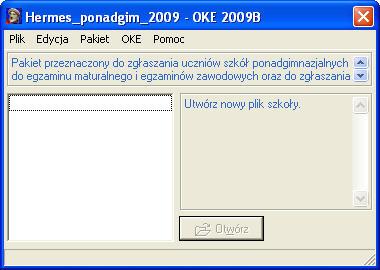 Uruchomienie programu W celu uruchomienia programu należy kliknąć Start -> Programy-> Hermes-> Uruchom aplikację Hermes2009.