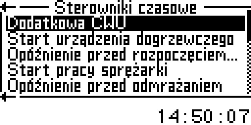 Sterowniki czasowe (programy czasowe) 12 12 Sterowniki czasowe (programy czasowe) Ogrzewanie, czas pracy podczas zapotrzebowania na CWU Wskazuje czas, który pozostał do osiągnięcia czasu maksymalnego