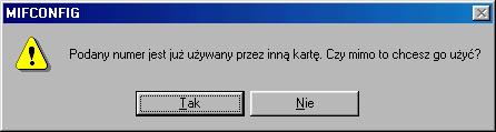 następnych numerów karty i zachodzi ryzyko wygenerowania kart o tym samym identyfikatorze.