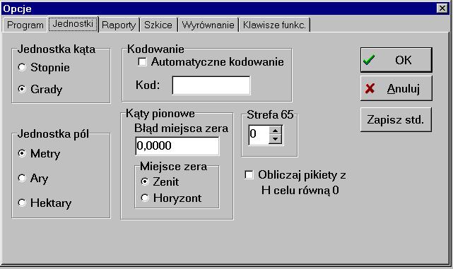 Instrukcja obsługi programu WinKalk 30 Opcja Ignoruj kolizje punktów identycznych - gdy zaznaczymy tą opcję, dialog powiadamiający o kolizji nie będzie się pojawiał, gdy nowo wpisywany punkt ma takie