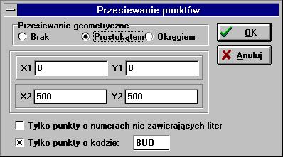 Instrukcja obsługi programu WinKalk 40 punktów wciskając i przeciągając kursor myszki wzdłuż listy, lub naciskając klawisz Ctrl i klikając w poszczególne punkty.