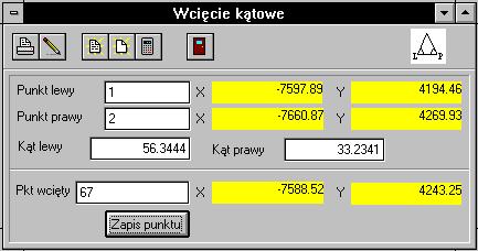 Uwaga: Przy nazwaniu punktów lewy/prawy założono, że obserwator stoi na punkcie wcinanym, skierowany twarzą do punktów bazy wcięcia. 5.3.