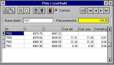 Instrukcja obsługi programu WinKalk 66 Jeżeli w tabeli jest wprowadzone tylko pole, działka jest projektowana na pole.