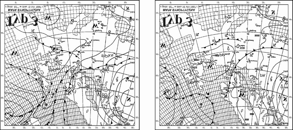 88 LESZEK KOLENDOWICZ Rys. 7. Mapy synoptyczne z 15.08. i 16.08.1997 z Codziennego Biuletynu Meteorologicznego IMGW (Typ 3 sytuacji synoptycznej) Fig. 7. Synoptic charts for 15.08 and 16.08.1997 according to Codzienny Biuletyn Meteorologiczny IMGW (Type 3 of synoptic situation) Rys.