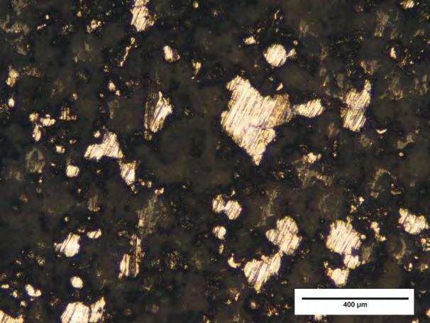 Mikrostruktura próbki kompozytu 60% Ti6Al4V + 40% HAp Observation of the structures of the obtained composites revealed the presence of a ceramic phase (hydroxyapatite, dark fields) and metallic