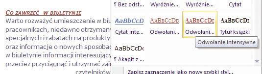 4. Style czcionki. Nowy Word ułatwia także korzystanie ze stylów, do których dostęp otrzymujemy, rozwijając listę poniżej.