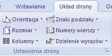 Ważne! Co zrobić, jeżeli nie chcemy, aby numer widniał na stronie tytułowej? Nic prostszego. Klikamy na Układ strony, a następnie na strzałkę przy Ustawienia strony.