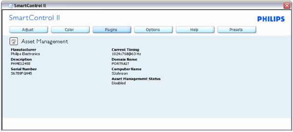 jest dostępne tylko po wybraniu pozycji Asset Management (Zarządzanie zasobami) z menu rozwijanego Plug Ins (Dodatki typu plug-in).