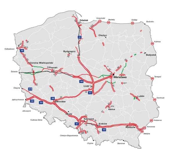 SIEĆ DRÓG OBJĘTYCH SYSTEMEM viatoll OD 9 LIPCA 2017 + ok. 360 km od 9.07.2017 Nowe odcinki viatoll: S8: skrzyżowanie z drogą powiatową nr 2012B węzeł Mężenin (ok.