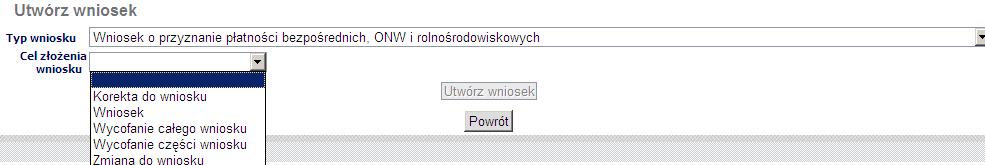 W celu złożenia wniosku o przyznanie płatności na rok 2011 należy wybrać Wniosek o