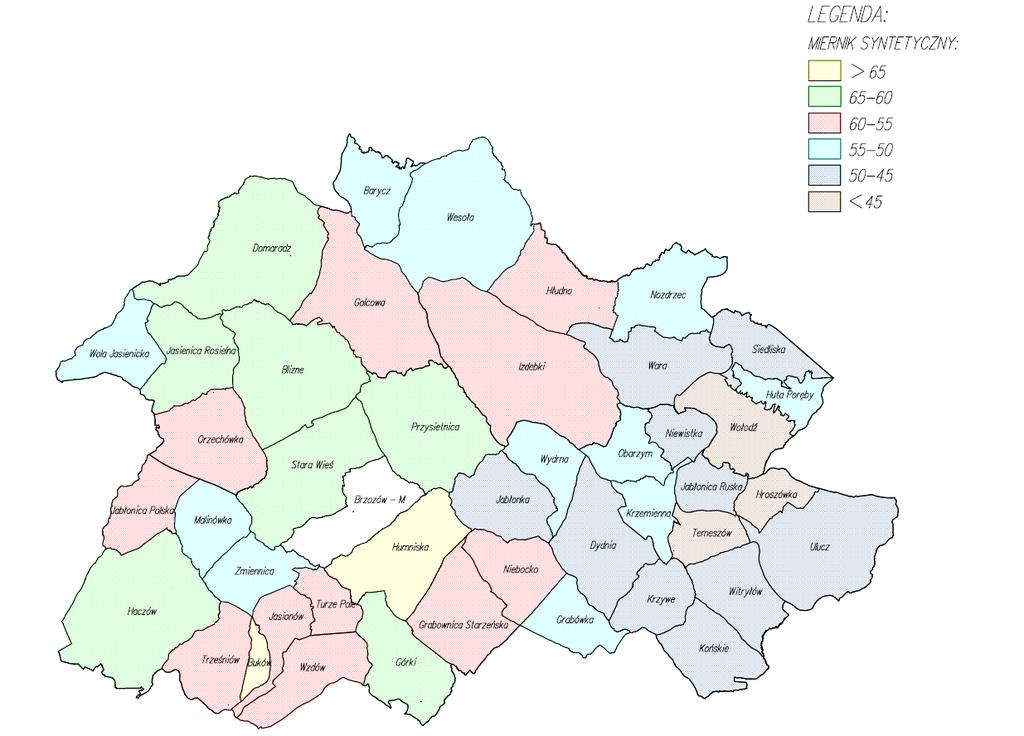 6. USTALENIE RANKINGU PILNOŚCI POTRZEB PRAC SCALENIOWYCH Do opracowania rankingu pilności wykonywania prac scalenia i wymiany gruntów zastosowano metodę unitaryzacji zerowej.