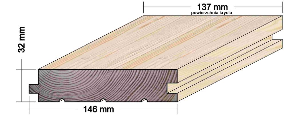 24x146 124 MODRZEW Profil Siding: 4m; 5,1m na