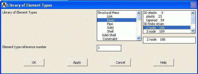 ANSYS przede wszystkim musi wiedzieć jakiego typu elementu ma użyć w danym zadaniu: Z menu Preprocessor wybieramy: Element Type -->