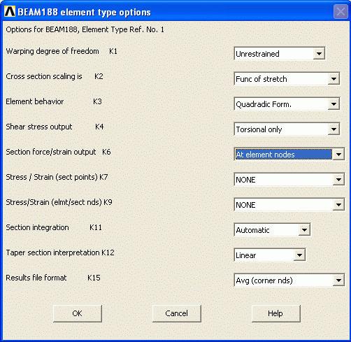 5 z 28 Klikamy przycisk 'Options...' i mamy kolejne okno: Rozwijamy listę przy opcji K3 (trzecia od góry), wybieramy 'Quadratic Form.