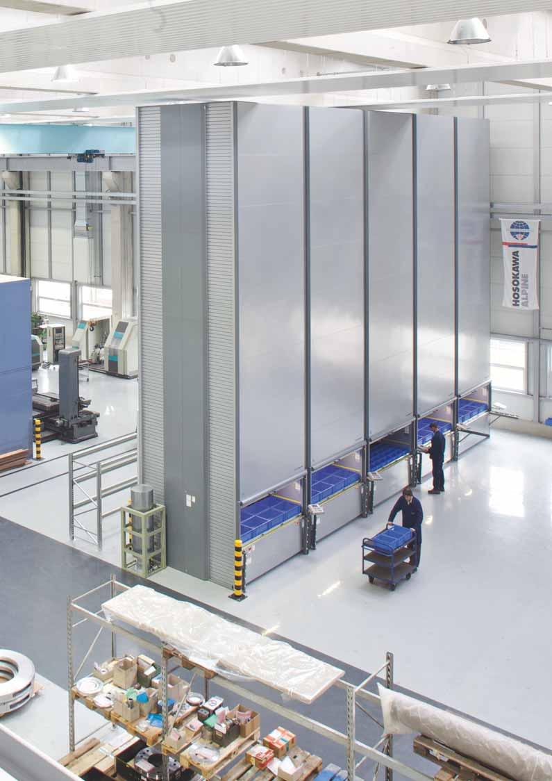 Magazyn buforowy Lean-Lift bezpośrednio w hali produkcyjnej Kompletne podzespoły i komponenty są