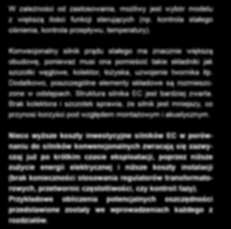 W zależnosci od wielkości, silniki wyposażone są w listwy zaciskowe z dławikami kablowymi lub przewód podłączeniowy, umożliwiające szybkie i łatwe podłączenie.