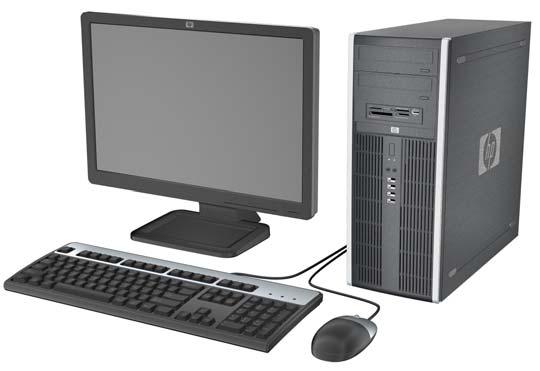 1 Elementy produktu Elementy w konfiguracji standardowej Elementy komputera HP Compaq Convertible Minitower różnią się w zależności od modelu.