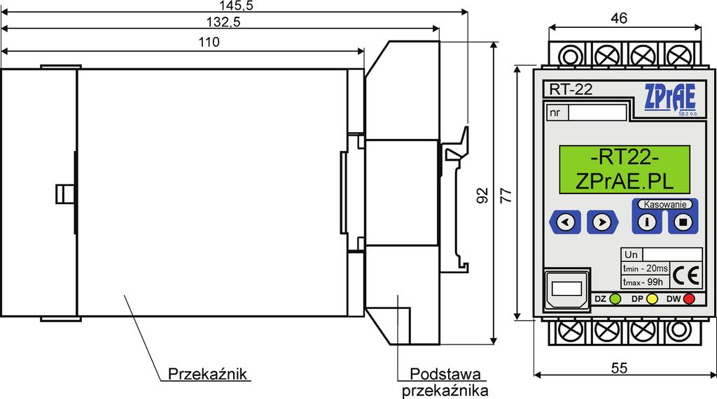 TRYB PROGRAMOWANIE programowanie przekaźnika i zmiana nastaw Wybór trybu pracy możliwy jest po wprowadzeniu przekaźnika w stan edycji nastaw. Stan ten osiągamy po jednoczesnym naciśnięciu przez ok.