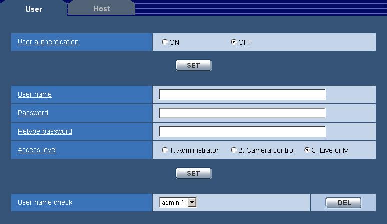 50 Kamera CamPlus 2 IP Instrukcja obsługi Strona Authentication setup (Konfiguracja uwierzytelniania) Ustawienia związane z uwierzytelnianiem, takie jak ograniczenia dla użytkownika i komputera