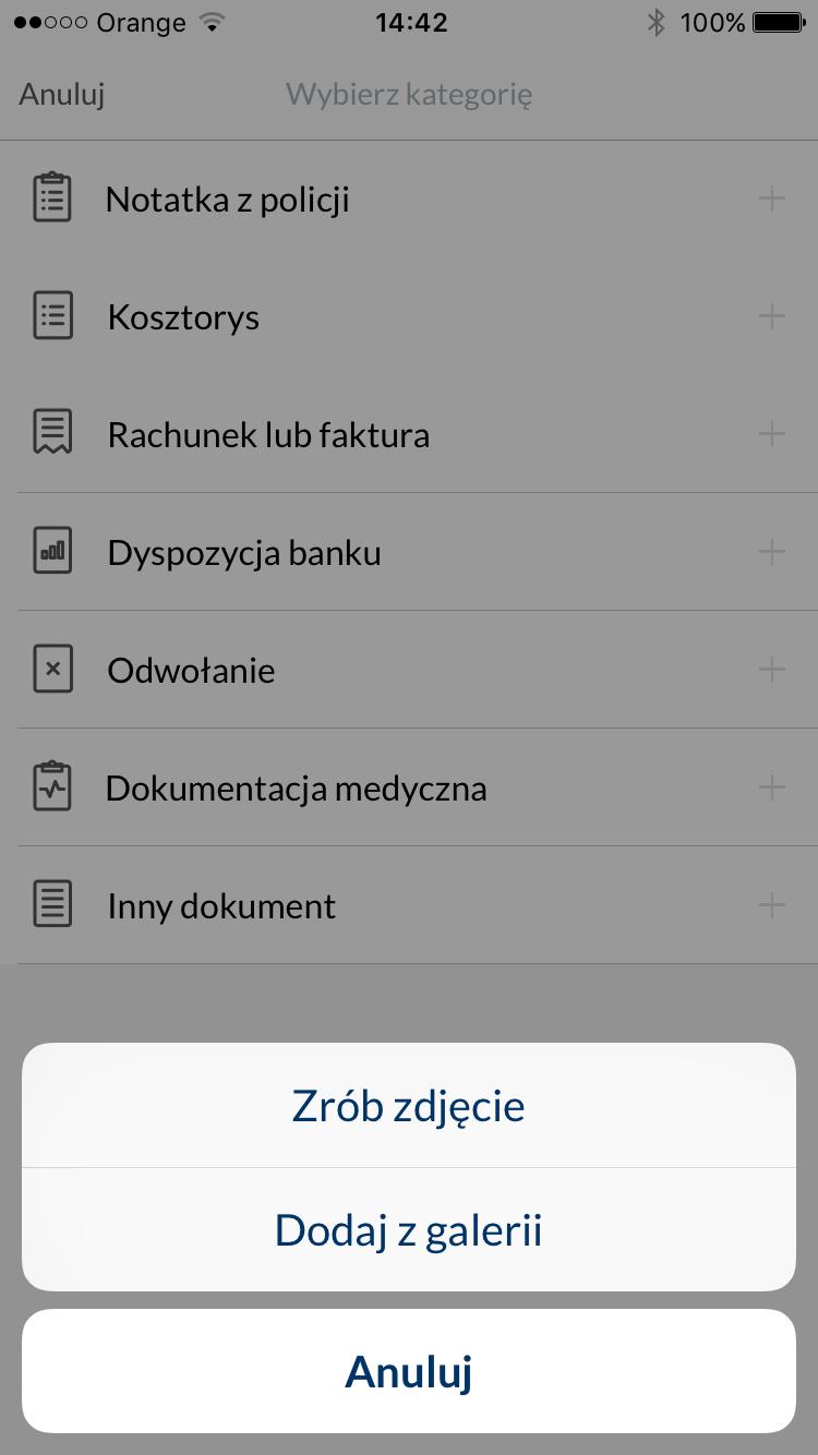 34 Załączenie dokumentu Załączenie dokumentu do wysyłki wymaga wybrania zdjęć dokumentu z galerii lub