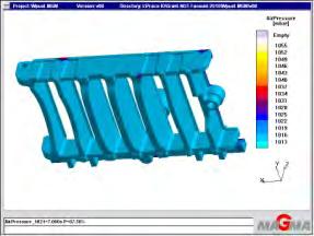 Comparison of the air content and pressure distribution values in metal for technologies A