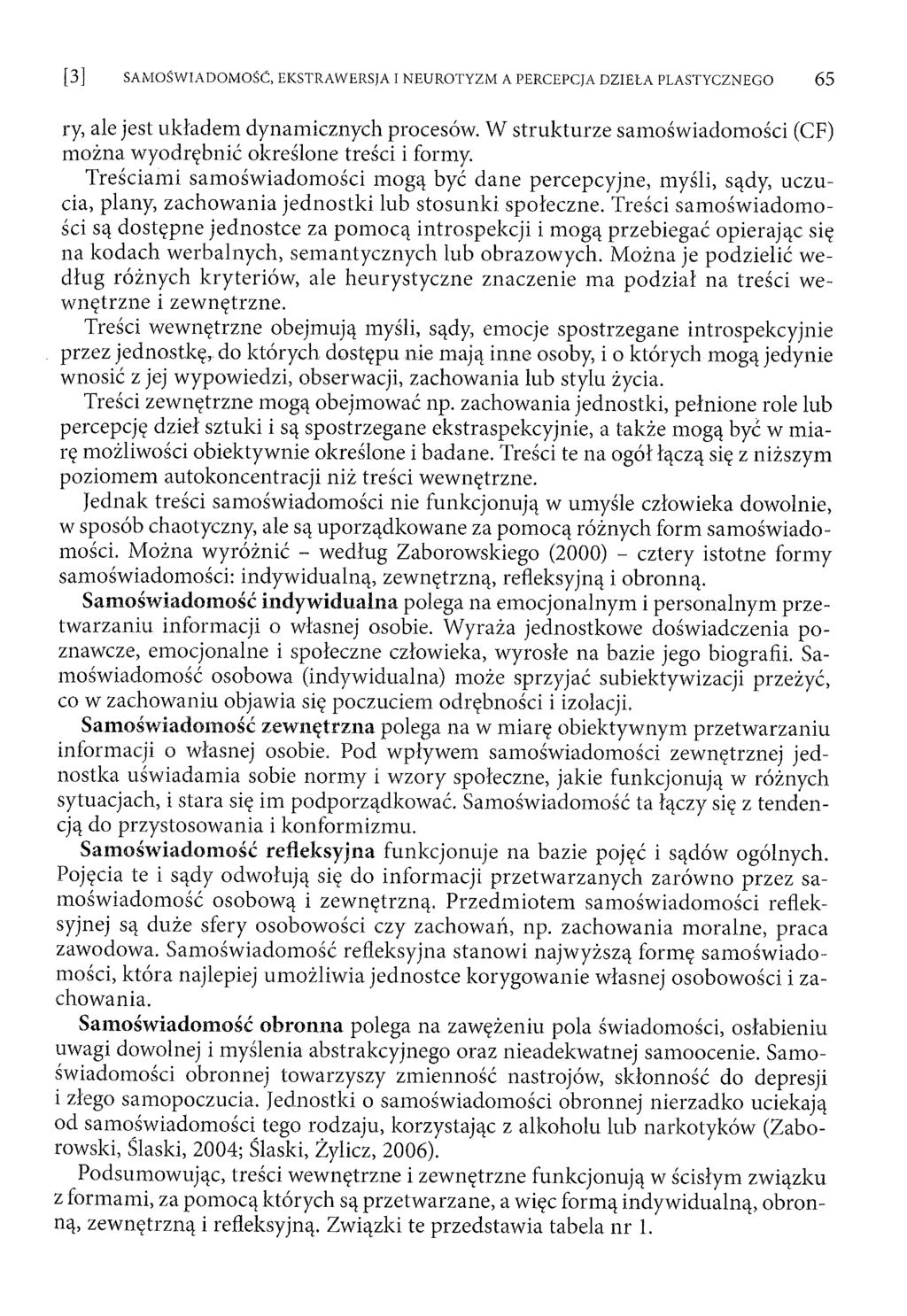 ry, ale jest układem dynam icznych procesów. W strukturze samoświadomości (CF) m ożna w yodrębnić określone treści i formy.