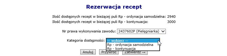 Nowy zakres recept pojawi się w oknie Recepty osoby personelu.