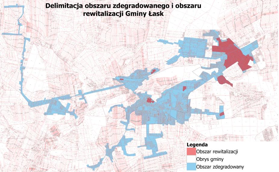 3. ZASIĘG PRZESTRZENNY OBSZARU REWITALIZACJI Synteza wyników uzyskanych z przeprowadzonej diagnozy oraz badań ilościowych i jakościowych obecnej sytuacji w Gminie Łask, doprowadziły do wyodrębnienia