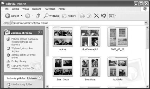 Dzięki temu możesz w Windows XP podejrzeć, co zawierają foldery Obrazy, Muzyka, Wykonawca oraz Album muzyczny.