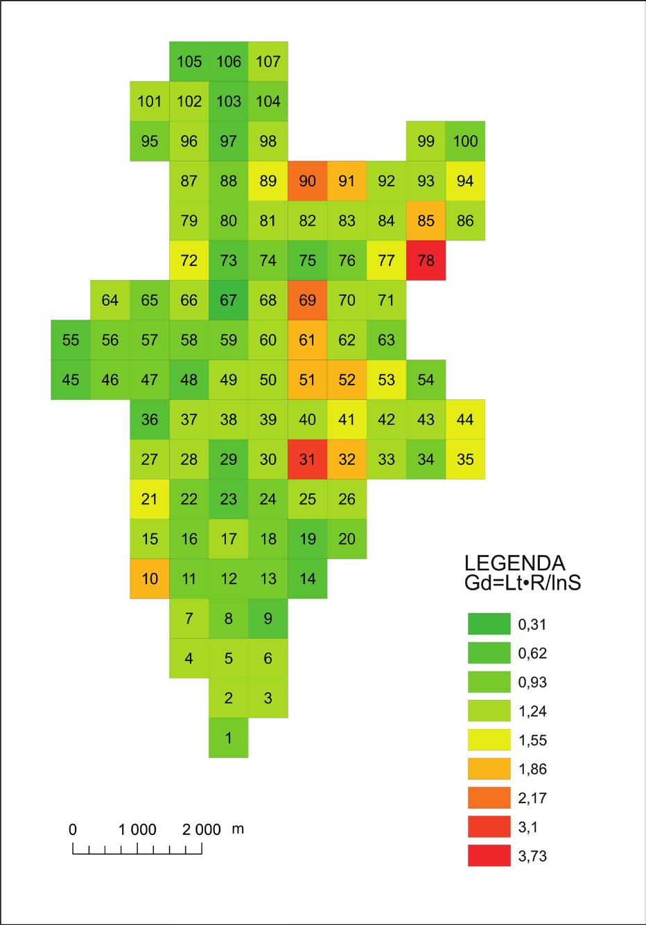 Zastosowanie 93 Uzyskane obliczenia oraz ich przestrzenne rozmieszczenie, umożliwiają wskazanie obszarów o największym i najmniejszym zróżnicowaniu rzeźby terenu w obrębie zlewni reprezentatywnej