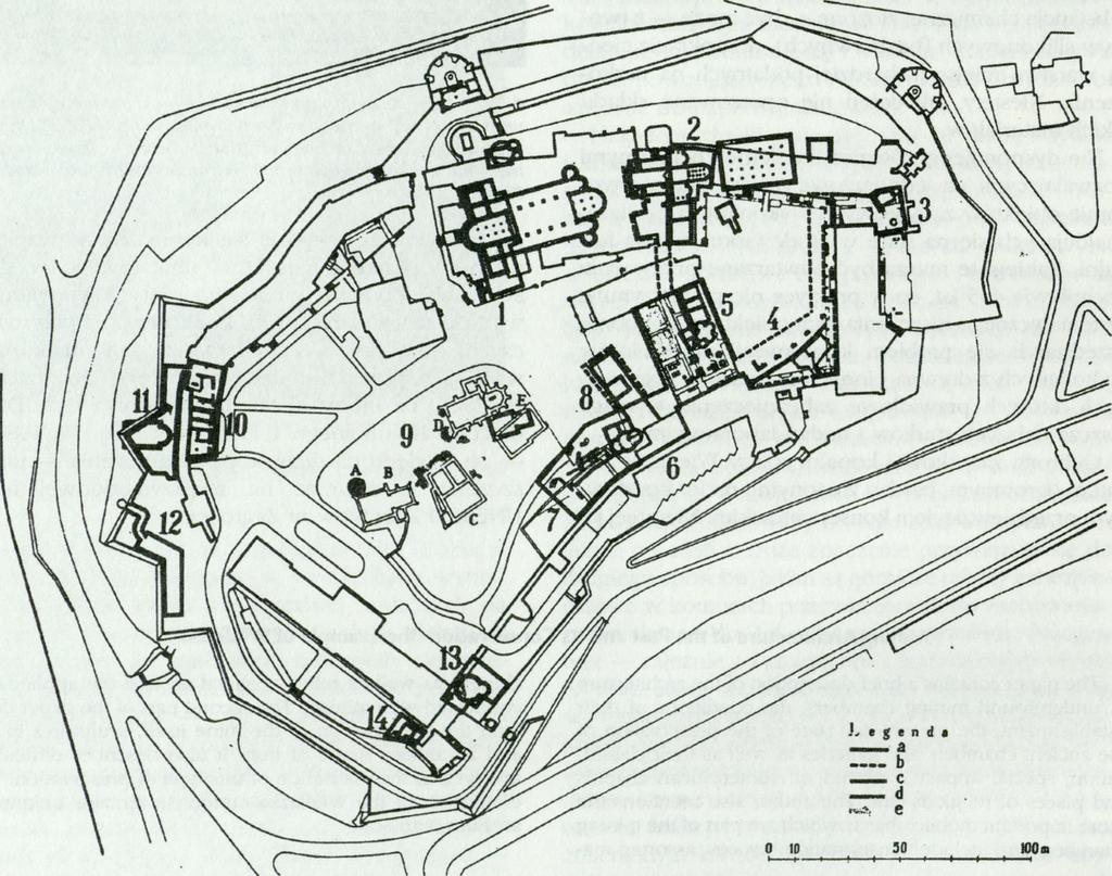 relikty pałacu gotyckiego, 5 rotunda NP Marii z otaczającą zabudową ( Wawel Zaginiony ), 6. przedromańska rotunda B, 7. tzw. Rabsztyn z reliktami zabudowy drewnianej, 8. stajnie króleuskie, 9.