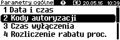 Parametry ogólne - Kody autoryzacji Po pierwszym zaprogramowaniu nagłówka zachodzi konieczność wprowadzenia kodu autoryzacyjnego.