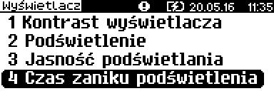 3 Klawiszami i wybrać żądane ustawienie (efekt jest widoczny na wyświetlaczu), a następnie zatwierdzić klawiszem.