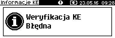 Weryfikacja KE Ta pozycja służy do weryfikacji nośnika KE w następujących przypadkach: Weryfikacja aktualnie otwartego nośnika KE.