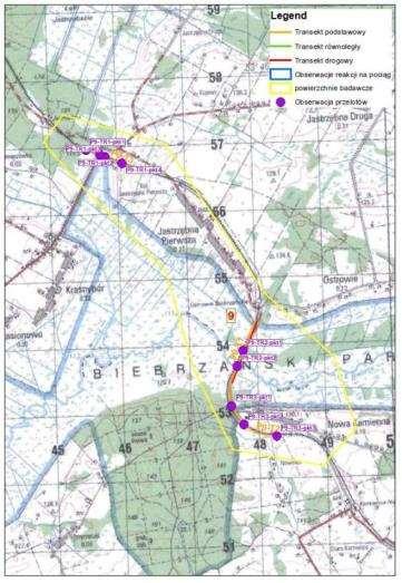 190 POWIERZCHNIA 9 BIEBRZA Linia nr 40 Sokółka Suwałki, odcinek Dąbrowa Białostocka - Jastrzębna; Dolina Biebrzy i okolice.