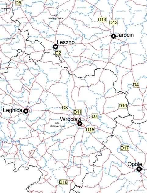 41 Ryc 22. Powierzchnie D w Wielkopolsce, na Opolszczyźnie i na Dolnym Śląsku, na których zrealizowano badania. Numeracja na mapie odpowiada numeracji w poniższej tabeli. TAB 6.