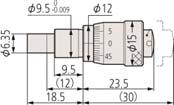 Głowice mikrometryczne 6,5 lub 13 mm Dokładność ±2 μm/±0.0001" Podziałka 0,01 mm lub 0.